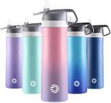 FEIJIAN 316 Stainless Steel Water Bottle with Straw - Vacuum Insulated Metal Water Bottle - 550ml 710ml - Standard Mouth Flask BPA Free Leakproof Reusable Thermos Flask for Work, Gym, Travel