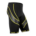 Santic Men's Cycling Shorts Biking Bicycle Bike Pants Half Pants 4D Coolmax Padded Bike Shorts Yellow XL