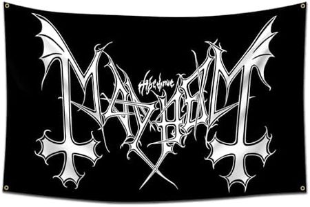 DecrPlus Distressed Flag The Black Metal Music Banner 3x5ft (HD Printing, Durable 150D Polyester) Garage Man Cave Tapestry Album Poster