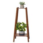Medla Bamboo Plant Stand Tall, 2 Tier Plant Pot Stand Corner Plant Shelf Small Place Plant Rack Storage Holder for Indoor Home Office