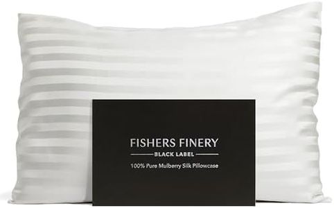 Fishers Finery 30mm 100% Pure Mulberry Silk Pillowcase, Quality Tested (White Stripe, King)