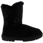 Holly Womens Single Button Faux Faux Waterproof Rain Winter Snow Boots - Black - 4 - BLA37 AEA0145