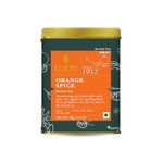 LUXMI Estates Orange Spice Black Tea Loose Leaves 100Gm Tin Caddy | Certified Organic Black Tea | Smooth, Flavorful, Robust, Caffeinated | Darjeeling Tea From India | 50 Cups