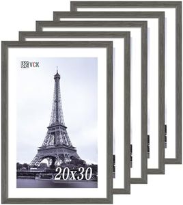VCK 20x30 Frame 5 pack, Grey Solid Wood Poster Picture Frame, Exclusive Wood Grain, Wall Mounting Hanging