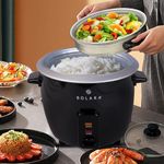 SOLARA 1.8Liters One Touch Rice Cooker, Automatic Electric Cooker with Food Steamer, Electric Rice Cooker and Grain Cooker, 400 Watts, Rice Cooker 1.8 Litre with Steam & Rinse Basket, Black