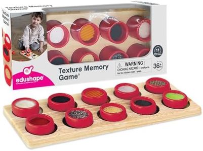 Edushape Texture Memory Game - Wooden Touch & Match Baby Montessori Toys for Learning Different Materials Touch & Feel - Tactile Sensory Toy for Kids 3 Years & Up