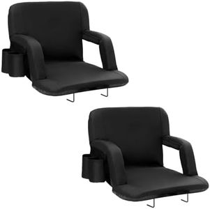 VEVOR Stadium Seat with Back Support, Wide Bleacher Seat Backs, Folding Padded Cushion Stadium Chair, Portable Reclining Chairs with Hook Pocket Cupholder, Ideal for Sport Event Beach Concert (2 Set)