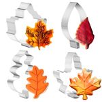 PTaizjjz Fall Leaf Cookie Cutter Set,4 Piece-Maple Leaf, Oak Leaf, Leaf Cookie Cutters Shapes Biscuit Fondant Molds for Fall Autumn Thanksgiving Christmas Party Decorations