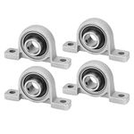 HiPicco Pillow Block Bearing, 4Pcs KP002 Flange Mounted Pillow Bearings - Bore 15mm/0.59" ID Self Alignment Zinc Alloy Plummer Block Bearing for Diameter 15mm Linear Shaft Rod