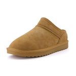 CUSHIONAIRE Women's Hilo 2 Faux Shearling Genuine Suede Cozy Mule Slippers +Memory Foam, Chestnut 2, 8.5 Wide