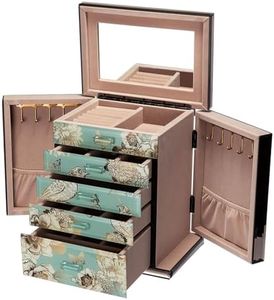 Timetrace Glass Jewelry Box, 5-Layer Storage Case,Jewerly Boxes for Women Girls,Jewelry Gift Decorative Boxes, Art Painting Tabletop Ornament Organizer For Earring Necklace,Gift for Women And Mom