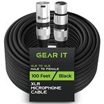 GearIT XLR to XLR Microphone Cable (100 Feet, 1 Pack) XLR Male to Female Mic Cable 3-Pin Balanced Shielded XLR Cable for Mic Mixer, Recording Studio, Podcast - Black, 100Ft, 1 Pack