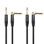 Cable Matters 2 Pack 6.35mm TS Straight to Right Angle Guitar Cable, 6.35mm Instrument Cable - 1.8m