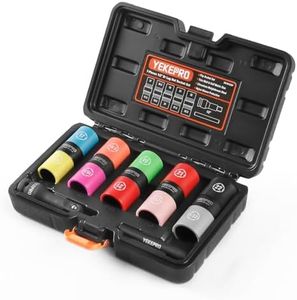 1/2-Inch Drive 7pc Half Size Lug Nut Flip Socket Set, Wheel Protector Impact Deep Socket, Non-Marring Thin Wall Wheel Nut Socket for Car, CR-MO Steel, Metric, W12207