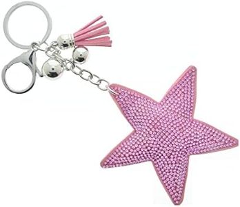 Portachiavi a forma di stella/borsa con strass e strass con chiusura a chiave in cristallo per donna ragazza, rosa