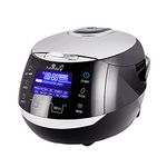 Yum Asia Sakura Rice Cooker with Ceramic Bowl and Advanced Fuzzy Logic (8 cup, 1.5 litre) 6 Rice Cook Functions, 6 Multicook Functions, Motouch LED Display, 220-240V UK/EU Power (Black and Silver)