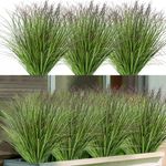 QIUKUN 16PCS Artificial Plants Fake Bushes Artificial Shrubs Wheat Grass Greenery Artificial Greenery Stems Fake Outdoor Plants for House Plastic Outdoor UV Resistant Faux Grass (16)