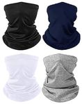 PAROPKAR Neck Gaiter/Warmer Bandana Hijab Tube Mask Sun/Dust Protection Headwear Balaclavas Scarf Headwrap for Men Women (Black Grey White Blue)