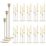 Yaomiao 30 Pcs Gold Candlestick Holder Set Metal Candle Stick Holders Candle Holder Decor for Wedding Party Dinning Anniversary, Fits 0.98 Inch Thick Candle or LED Candle, 9, 11, 13 Inches