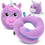 BCOZZY Kids Chin Supporting Travel Pillow for 3-7 Y/O- Stops the Head from Falling Forward- Comfortable Road Trip Essential. Soft, Washable, Small Size, Light Purple, Unicorn Bag and Unicorn Moodizz