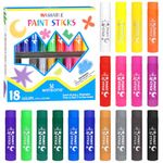 Tempera Paint Sticks,18 Vibrant Colors Washable Paint Sticks For Kids, Quick Drying, Non-Toxic, Suitable for Paper, Wood, Canvas, and Fabric, Mess-Free Art Supplies