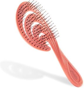 Ninabella Spazzola Capelli Biologica Districante - Pettine per Capelli Ricci, Lisci, Mossi, Asciutti o Bagnati - Non Tira i Capelli e non Causa Doppie Punte - Rosso