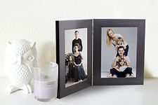 KDM HOME DECOR joint photo frame 4x6 Inch Dark Brown Color Synthetic Wood For Tabletop folding stand frame (2 Photo Accommodation 4 by 6 Inch)