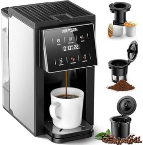 AIRMSEN Grind & Brew Coffee Maker with Grinder - Single Serve Machine Compatible with K-Cup Pods & Ground Coffee, 1000W Fast 6-14oz Brewer, Descaling Alert, Touchscreen & 50oz Removable Tank