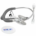 MDF Acoustica Lightweight Stethoscope for Doctors, Nurses, Students, Home Health Use, Adult, Dual Head, Grey Tube, Silver Chestpiece-Headset, MDF747XP12