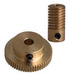 CNBTR Yellow 4MM Hole Dia Brass Worm Gear Shaft & 31MM 0D 60 Teeth Brass Worm Gear Wheel 0.5 Modulus Set