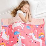 Insugar Weighted Blanket 5lbs, Fleece Heavy Blanket with Minky Dots, Ultra Soft Cozy Blanket, 3 Color Options, Great Throw for Calm Sleep, 36 x 48inch, Pink Unicorn