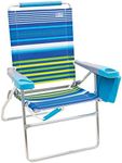 Rio Brands Folding Beach, Camping, Lawn Chair, Aluminum, Stripe, 27.75" x 28" x 40"