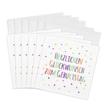 3dRose gc_202028_1 6 x 6-Inch "Herzlichen Glückwunsch Zum Geburtstag Hearty Happy Birthday in German" Greeting Card (Pack of 6)