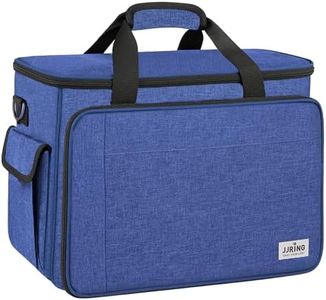 JJRING Sewing Machine Carrying Case, Portable Sewing Machine Bag with Shoulder Strap, Heavy Duty Sewing Machine Tote Suitable for Standard Sewing Machines, Blue