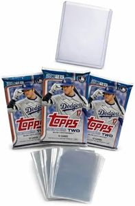 Topps 2025 Series 2 Baseball Trading Card Bundle, 3 Factory Sealed Packs with 36 Cards Total, Includes 10 Penny Sleeves and 1 Top Loader (Series 2 – 36 Cards)