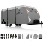 VINPATIO Travel Trailer RV Cover: 7 Layers Heavy Duty RV & Trailer Cover, Toy Hauler Cover Fits 24'-27' RV Camper Cover with 4 Tire Covers, Extra Windproof Straps, Tongue Jack Cover, Gutter Covers