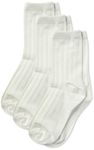 Jefferies Socks Big Boys' 9-1 Rib Crew (Pack of 3), White, Small
