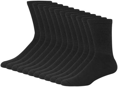 Hanes Men's Double Tough Crew Socks, 12-pair Pack, Black, 12-14