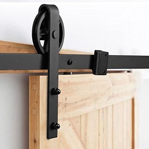 Jopassy Juego de herrajes para puertas correderas, 200 cm, para puertas correderas, capacidad de carga de 150 kg, riel de puerta corredera para una sola puerta de madera | Big Wheel
