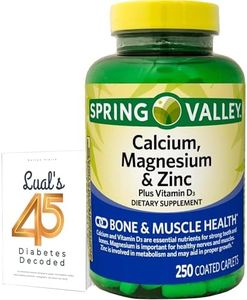 Calcium, Magnesium, Zinc & Vitamin D3. Includes Luall Fridge Magnetic + Spring Valley Calcium, Magnesium & Zinc Plus Vitamin D3 Caplets Dietary Supplement, 250 Count