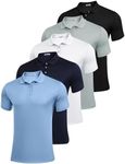 PINSPARK 5 Pack: Men's Golf Polo Shirts Multipacks Quick Dry Short Sleeve Collared Shirt Summer Casual Polos Shirts for Men