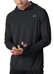 Willit Men's Sun Shirts UPF 50+ Protection Hoodie Rash Guard Shirt SPF UV Shirt Long Sleeve Fishing Outdoor Lightweight Black XL