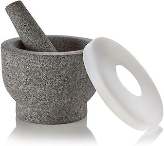 6" Granite Mortar and Pestle - 2-Cup Capacity Unpolished Granite Molcajete w/Silicone Lid - Grinder & Crusher for Mixing, Blending, Grinding, Serving, Spices Herbs, Guacamole, Salsa, Sauces & More