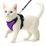 Buraq No Pull Cat Harness with Leash, Escape Proof, Ultra-Light Weight, Air Mesh Fabric, Aesthetic Design Adjustable Cat Leash with Harness (S - Purple)