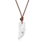 COAI Genuine Leather Cord Howlite Stone Wolf Necklace for Men Women