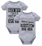 Back Off I Have A Crazy Grandpa And Grandma Baby Bodysuits Funny Infant One-piece Grandpa Grandma Baby Onesie 2-Pack