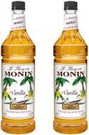 Monin - Vanilla Syrup, Versatile Flavor, Great for Coffee, Shakes, and Cocktails, Gluten-Free, Non-GMO (1 Liter, 2-Pack)