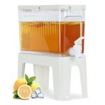 Tokokimo 3.5L Drink Dispenser with Tap, Large Capacity Fridge Drinks Dispenser Container Food Grade PP Cold Water Dispenser with Tap and Holder for Party Beverage Fruit Tea Lemonade Beers Cocktail