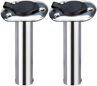 2Pcs Boat Stainless Steel Fishing Rod Holder Flush Mount 90 Degree with PVC Cap,Inner Tube and Gasket for Marine Boat Yacht