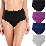 wirarpa Women High Waisted Underwear Cotton Briefs Tummy Control Panties 4 Pack Multicolor X-Large